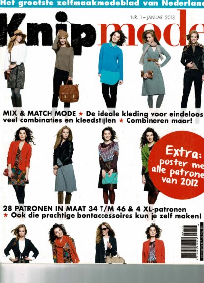 Knip Mode nr. 1 januari 2013 patroonbladen zitten vastgeniet