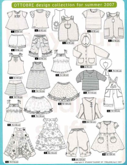 Ottobre kids fashion zomer 3/2007 patroonbladen liggen er los in - Afbeelding 2