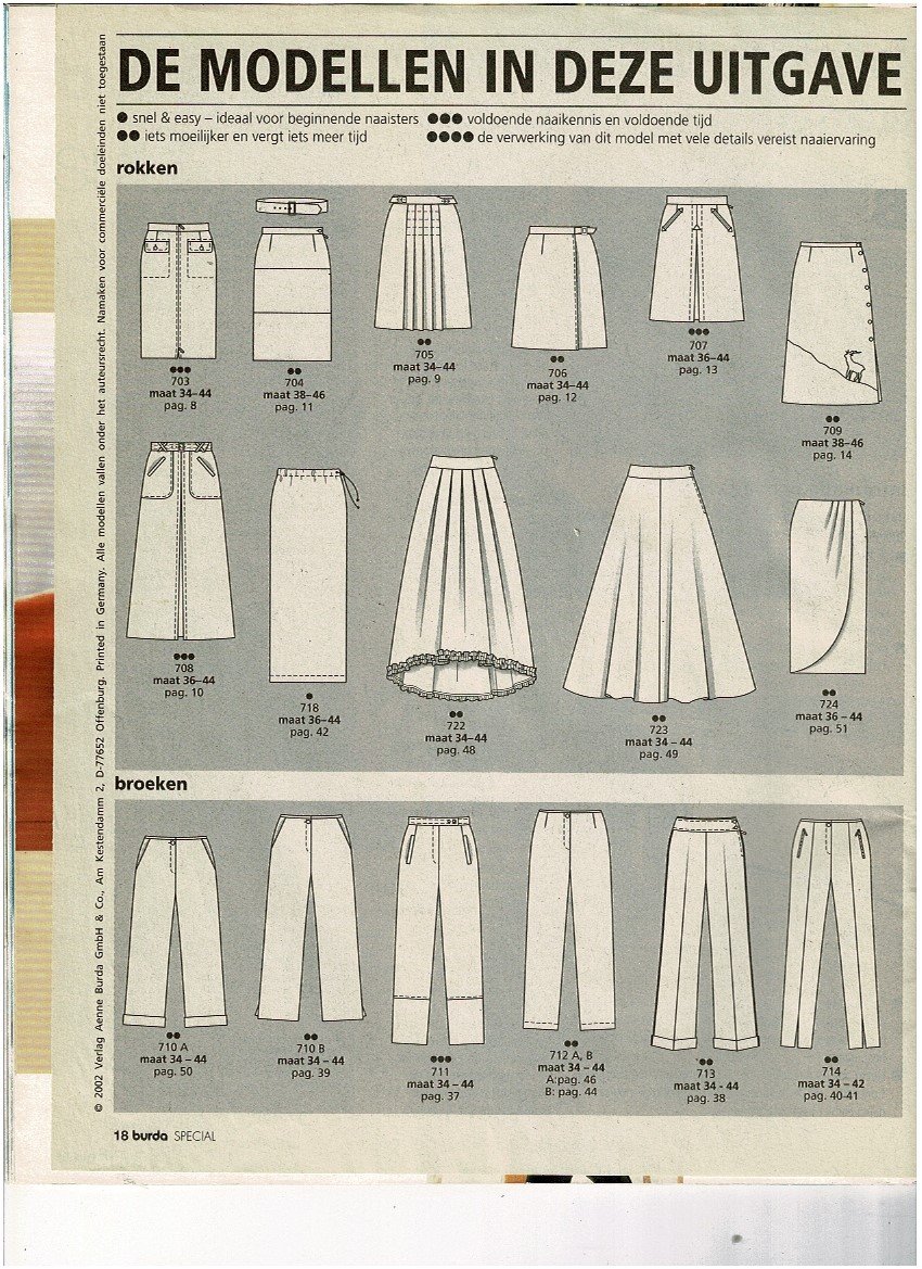 Burda Special blouses rokken broeken (E663) patroonbladen zitten er los in - Afbeelding 2