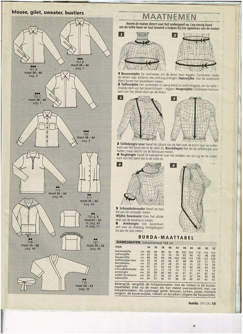 Burda Special blouses rokken broeken (E663) patroonbladen zitten er los in - Afbeelding 3