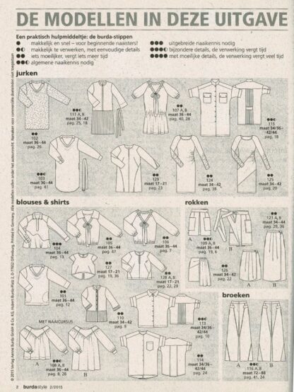 Burda Style 2/2015 Raderbladen zitten vastgeniet - Afbeelding 2