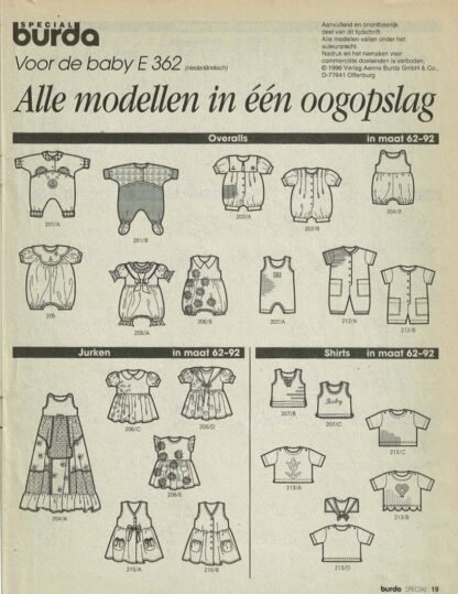 Burda voor de baby voorjaar/zomer 1996 (E 362) de raderbladen zitten er los in - Afbeelding 2