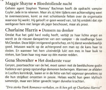 IBS Black Moon 3: Verhalen voor na het donker: Bloedstollende nacht / Maggie Shayne ; Dansers na donker / Charlaine Harris ; Het donkerste vuur / Gena Showalter - Afbeelding 2