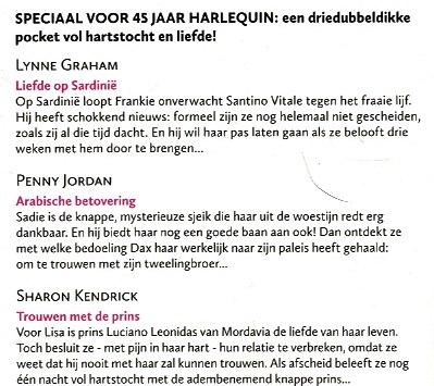 Harlequin Jubileumspecial 1: Liefde op Sardinië / Lynne Graham ; Arabische betovering / Penny Jordan ; Trouwen met de prins / Sharon Kendrick - Afbeelding 2