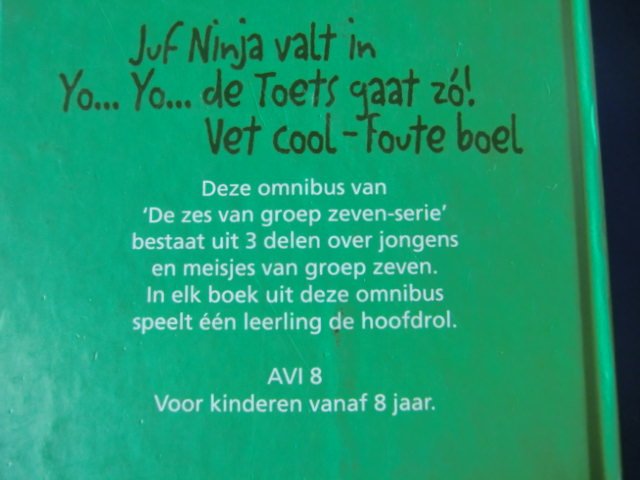 De zes van groep zeven omnibus: Juf Ninja valt in; Yo...Yo... de toets gaat zo! / Vet cool-foute boel / Betty Sluyzer / ( AVI 8; Harde kaft )