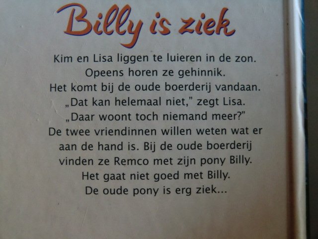Billy is ziek / Annemarie Dragt (AVI M5; Harde kaft)